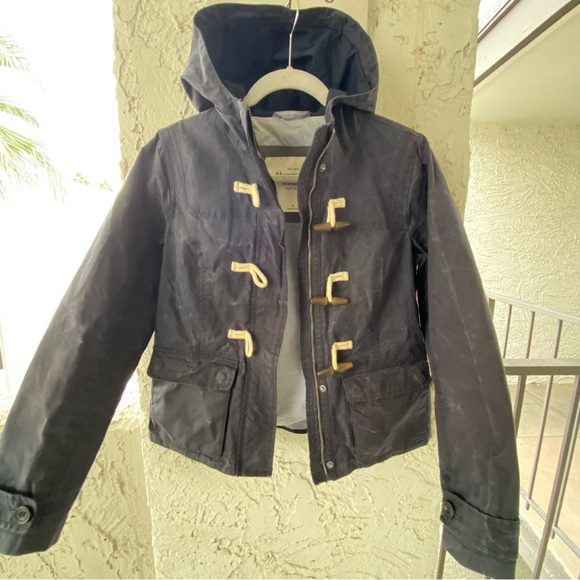 Abercrombie Waxed Cotton Toggle Jacket Hooded Utility Heritage Lounge Coat Slim